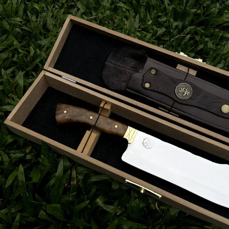 Faca Churrasco Artesanal Personalizada Larga | Aço Inox 10"