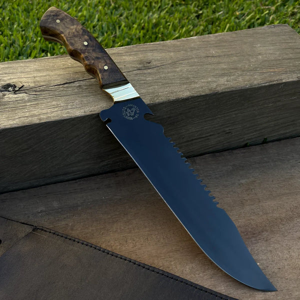 Faca Churrasco Artesanal Personalizada Bowie | Carbono Fosfatizado 10"